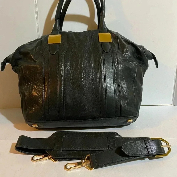 Rachel Zoe black pebbled leather satchel handbag - Picture 8 of 12